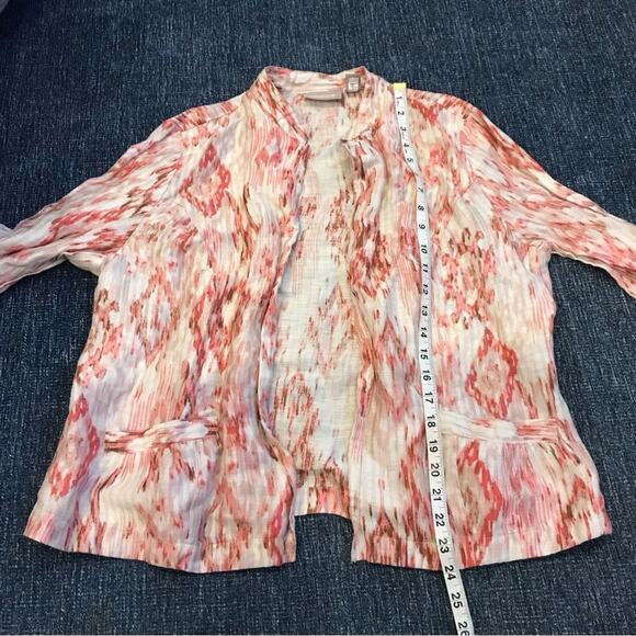 Chicos Watercolor Linen Open Front Jacket Cardigan - M - Picture 4 of 5